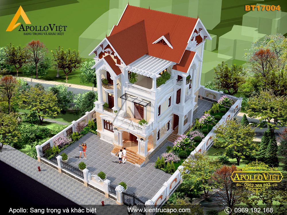 Biệt thự mái thái 3 tầng cao cấp ở Nam Định (BT17004)